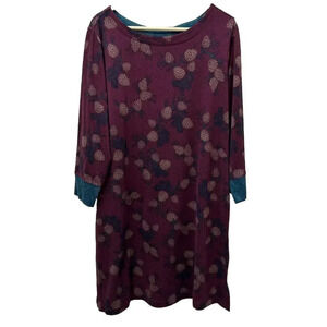 Jockey Womens‎ Nightgown L Burgundy Pinecone Novelty Cozychic Winter Cabincore
